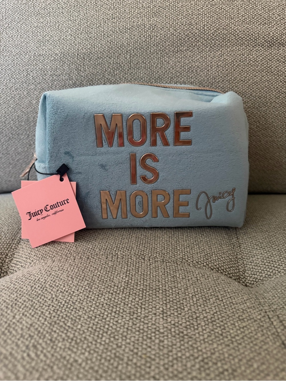 Juicy Couture 'More Is More' Light Blue Velvet Cosmetic Bag